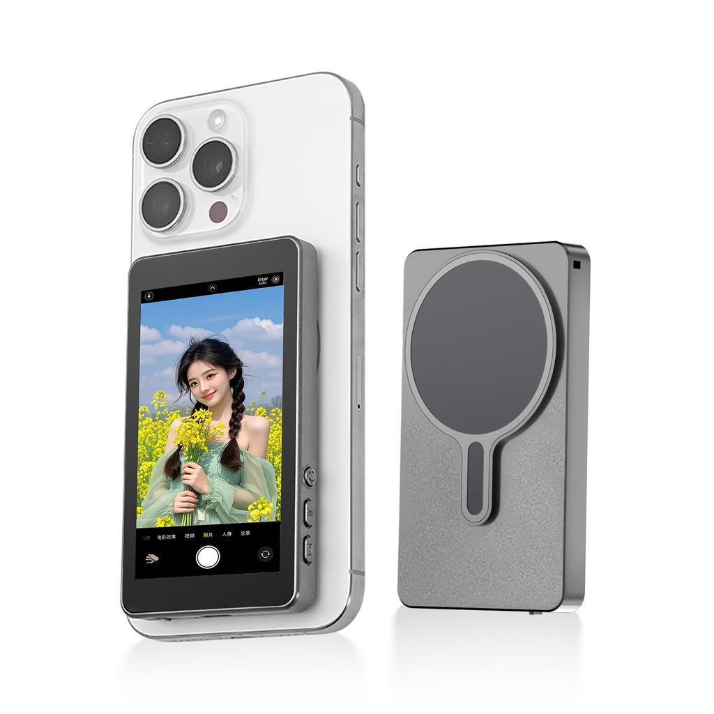 Magnetic Wireless Selfie Monitor Screen Phone Vlog Selfie Screen Rear Camera Monitor Screen for Android iPhone Cellphone