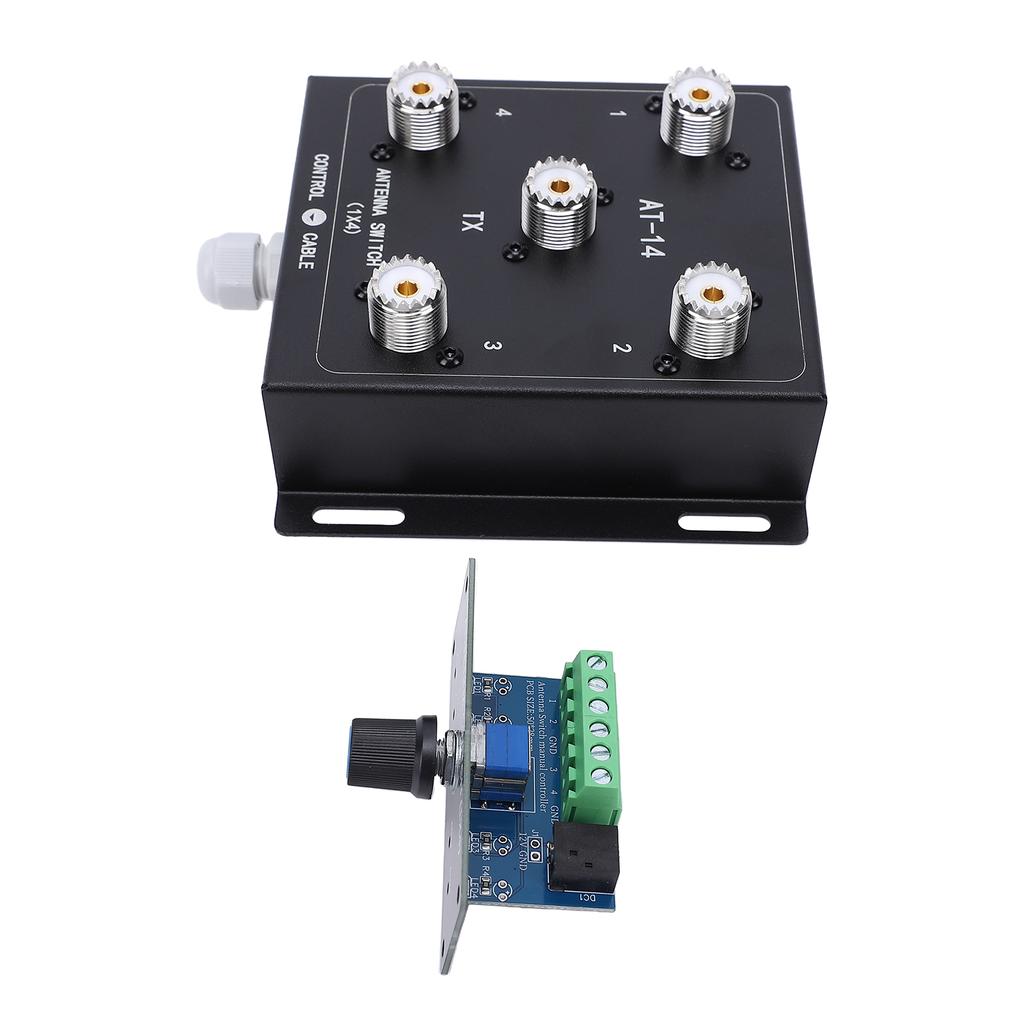 Комплект коаксиального переключателя антенн с дистанционным управлением, 4 канала, 1 выход, КВ коаксиальный переключатель антенн, 500 Вт PEP, 1.8-60 МГц, разъем SO-239 для радиолюбителей