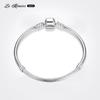 Unisex Genuine Silver Plating Round Clasp Bracelet Chain Wrist Fine Jewelry Diy Making Ornaments Fit Bead Charms