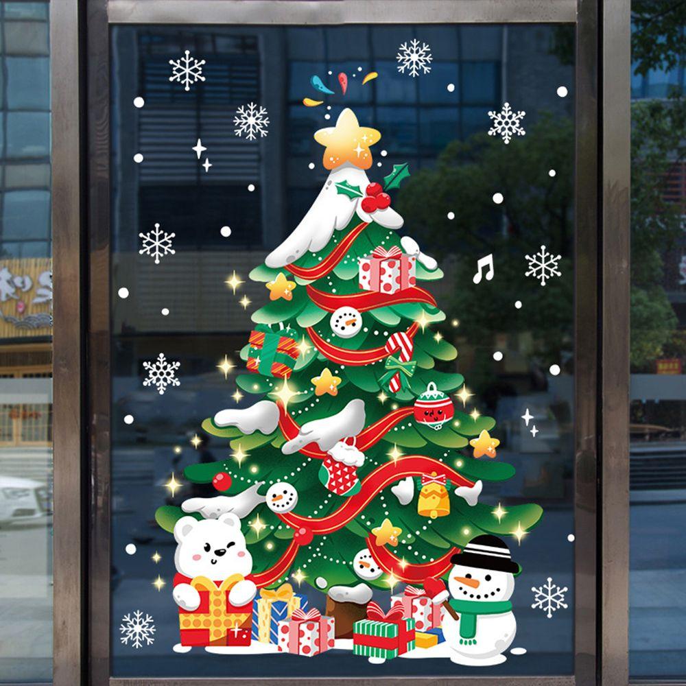 Self-adhesive Christmas Tree Door PVC Christmas Stickers Wall Decals Window Decals Wall Stickers