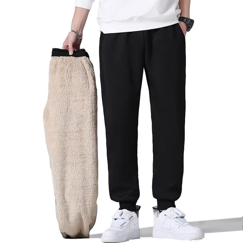 Зимние мужские спортивные брюки на флисовой подкладке, толстые брюки, повседневные свободные теплые бегуны