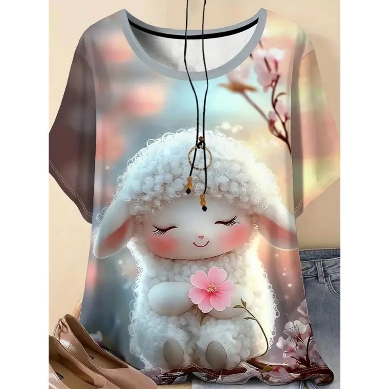 Модная женская футболка с круглым вырезом, коротким рукавом, 3D-печатью животных, цветной, животная, с коротким рукавом, круглый вырез, рукав-Т