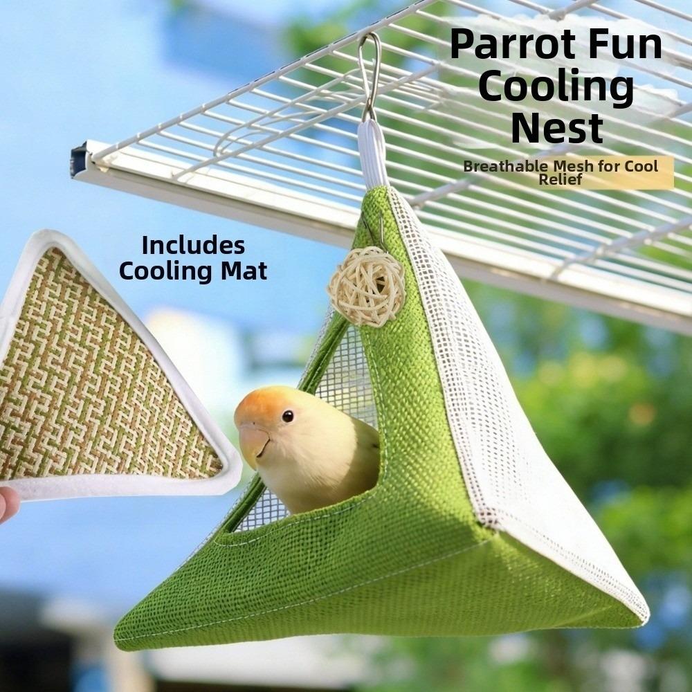 Breathable Net Summer Cooling Nest Triangular Bird Hammock Bird Hanging Tent Hiding House