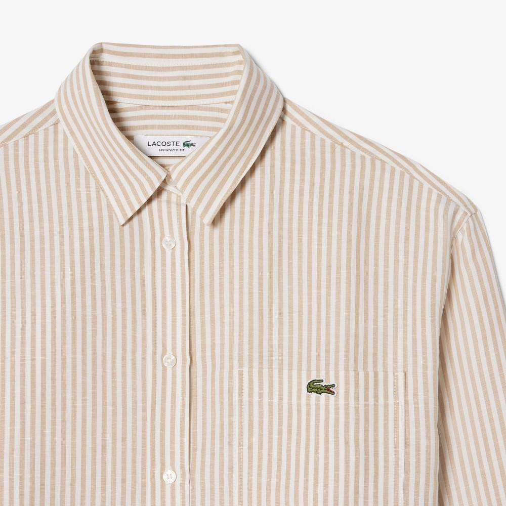 Lacoste Женская полосатая рубашка из смешанного льна CF1429-56G8GI