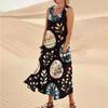 Women's Summer Casual Fashion Easter Printed Sleeveless Round Neck Pocket Dress