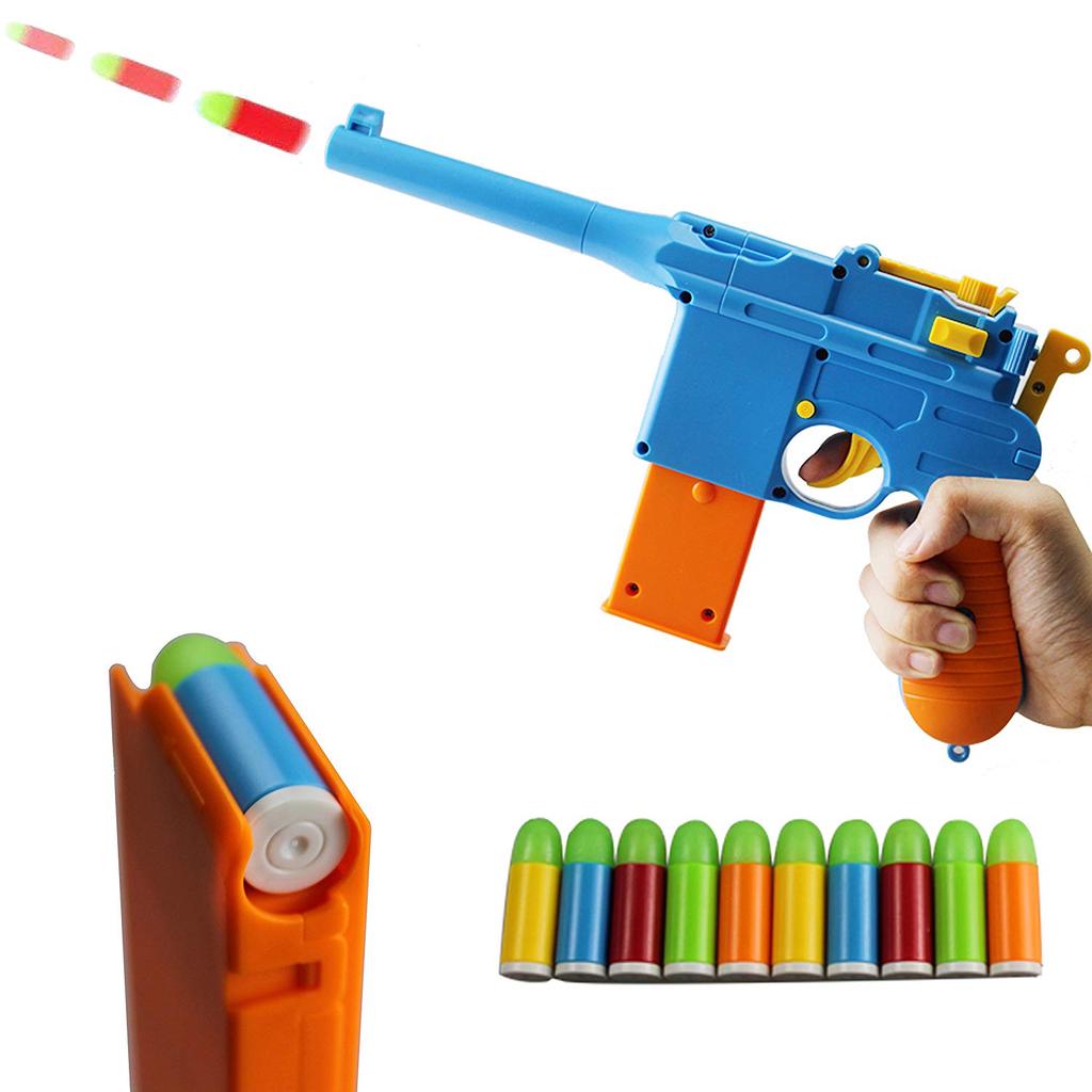 Mauser Pistol Toy Gun 10 Rubber Soft Bullets Mini Foam Dart Gun Blasters Children Kids Cosplay Gifts