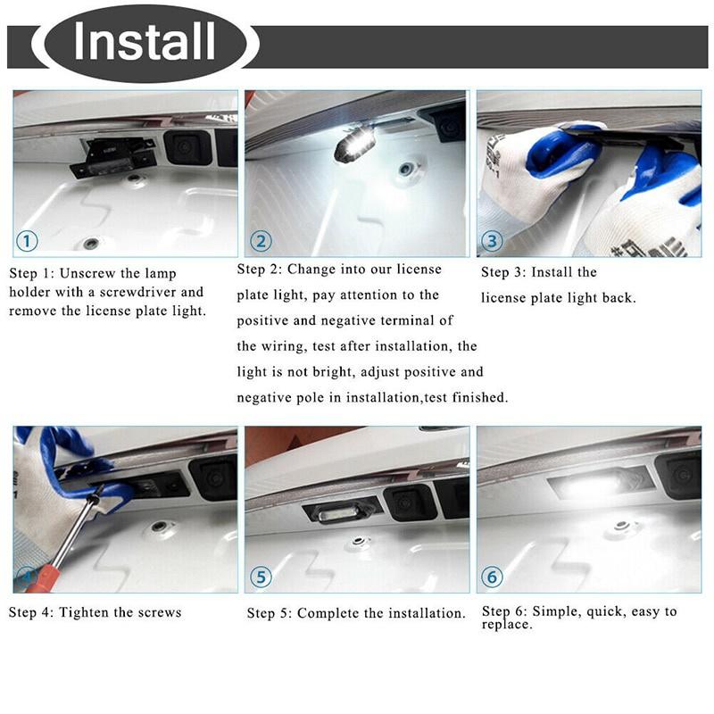 SEAMETAL Car 12V-24V Tail Rear 6LED Number License Plate Light Truck Lorry License Plate Lamp 1/2PC