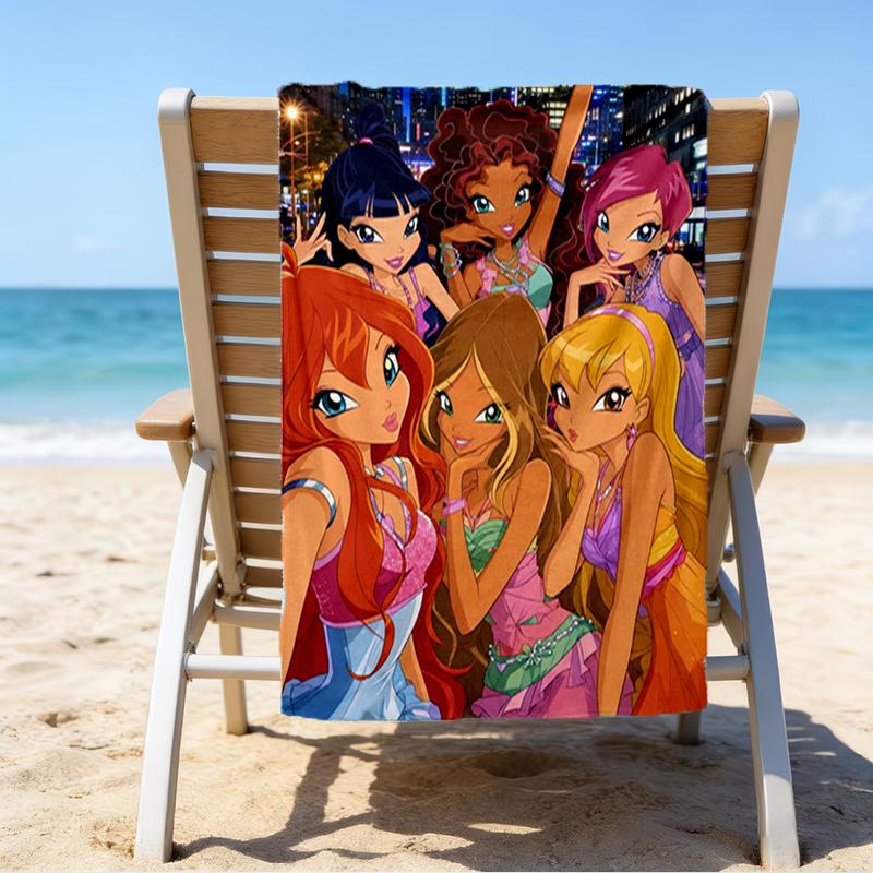 Ultra-Soft Beach Towel with Winx Club Theme,Ideal for Pool - Camping, Diving - Perfect Travel Essential, Vibrant Beach Towel.