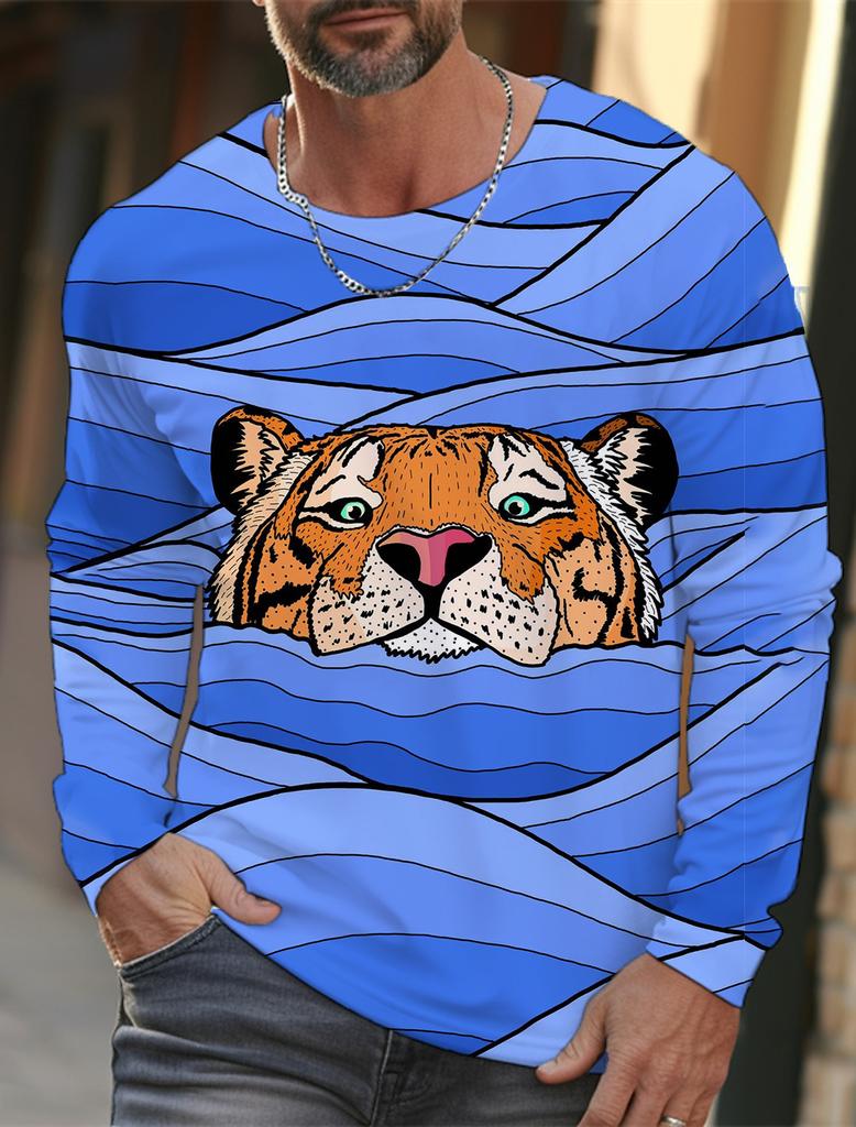 Мужская футболка с длинными рукавами, 3D-печать, HD-принт с леопардовым принтом, мужская футболка с длинными рукавами, осенние топы, повседневная домашняя одежда с круглым вырезом