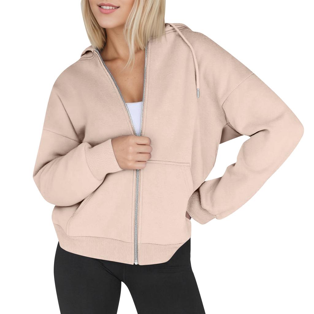 Womens Zip Up Hoodies Oversized Sweatshirts Fall Fashion Outfits Casual Jackets