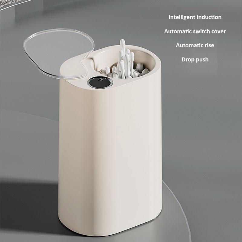 Индукционная коробка для ватных палочек Автоматический диспенсер Контейнер для ватных палочек Пылезащитная крышка Органайзер для макияжа для ванной комнаты Домашнее хранение