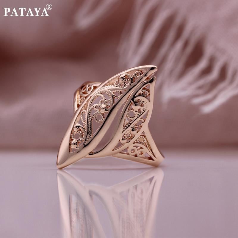 PATAYA Полое классическое итальянское кольцо ручной работы цвета розового золота