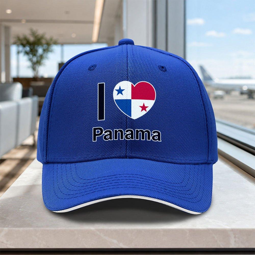 Panama Flag Heart Adjustable Baseball Cap Lightweight Unisex Printed Hat for Outdoor Weddings Parties