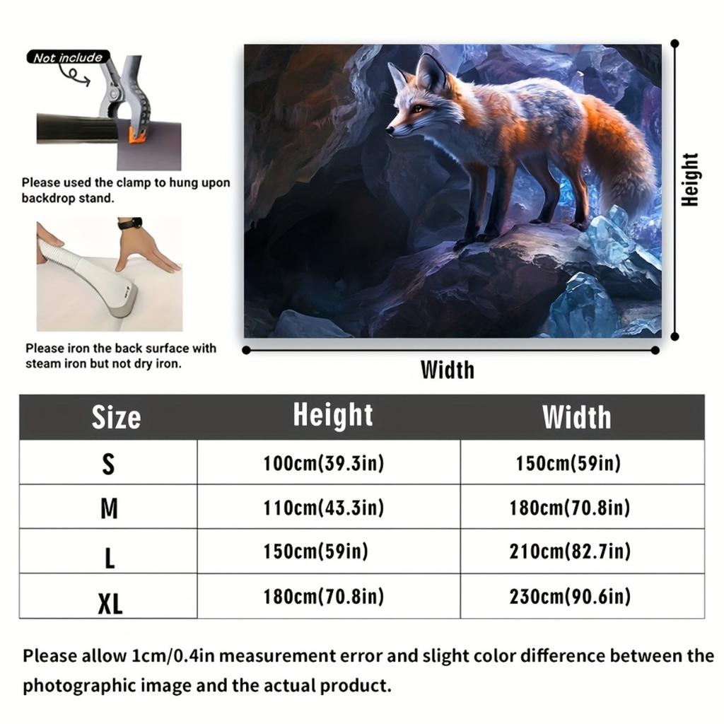 1pc Enchanting Fox in Crystal Cave Wall Tapestry Vibrant Polyester Fabric Ideal for Home Office Decor Perfect for Birthday