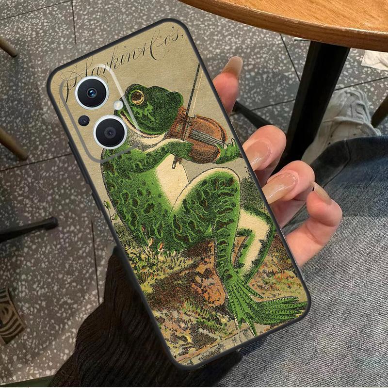 Винтажный Ретро Лягушка Грибы Для OPPO Reno 10 11 12 13 14 Pro 7 8 Lite 8T 11F 12F 13F 14F OPPO Find X8 X9 X5 X6 Pro Чехол
