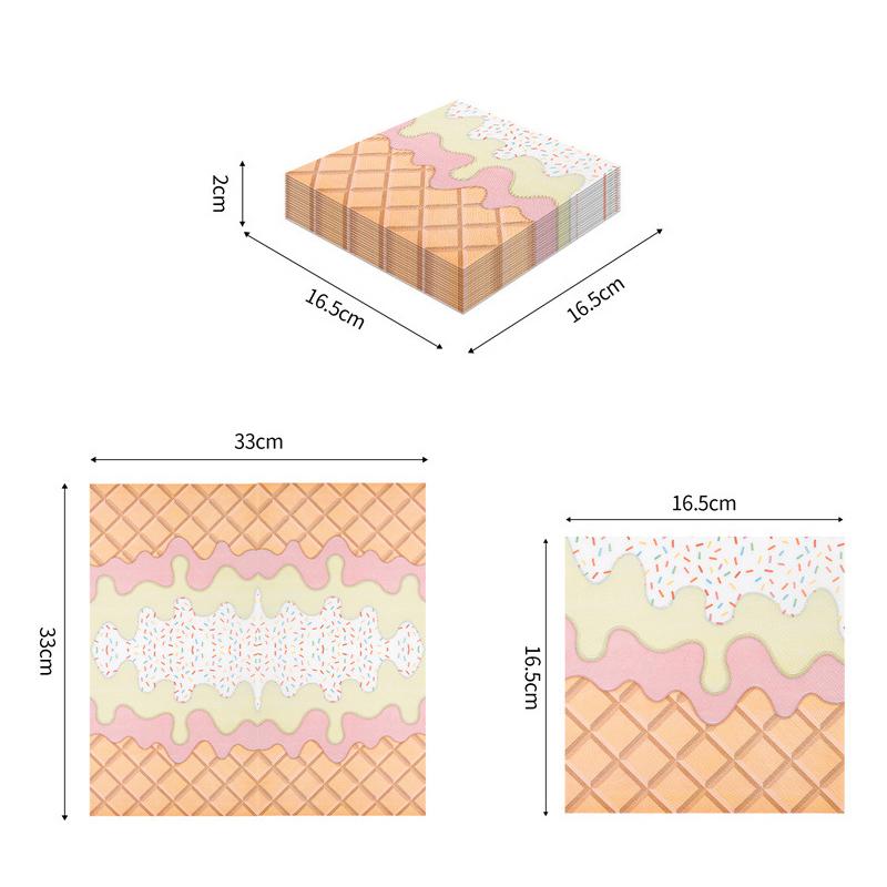 Салфетки с принтом мороженого Одноразовые товары для вечеринок Украшение на день рождения Красочные бумажные полотенца Подкладки для посуды Детский сувенир