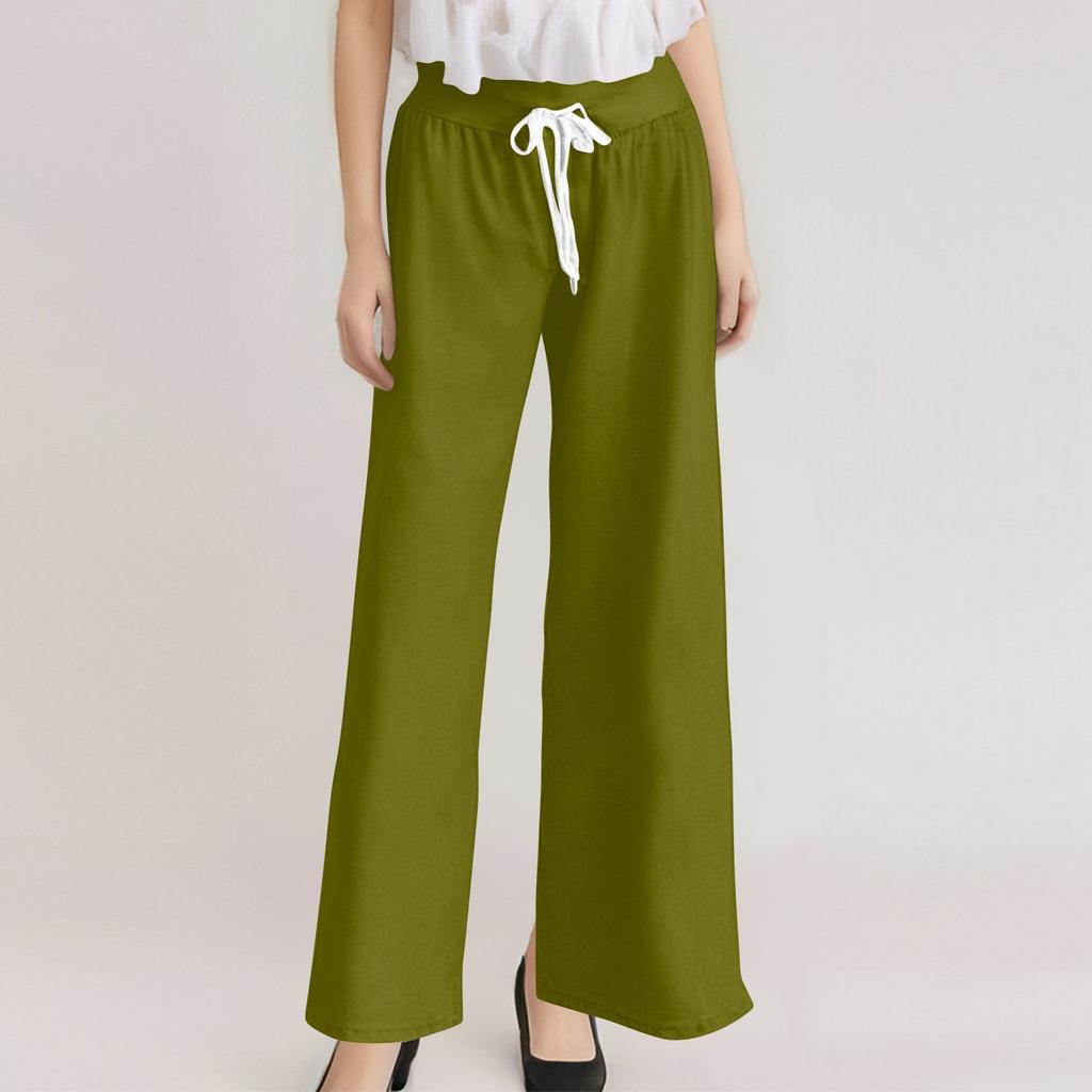 Женские модные повседневные удобные пижамные штаны, однотонные, с принтом, на шнурке, широкие брюки