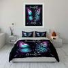 3Pcs Beautifully Broken Butterfly Bedding Set, Purple and Teal Shattered Wing Print Duvet Cover + 2 Pillowcases,great Decor