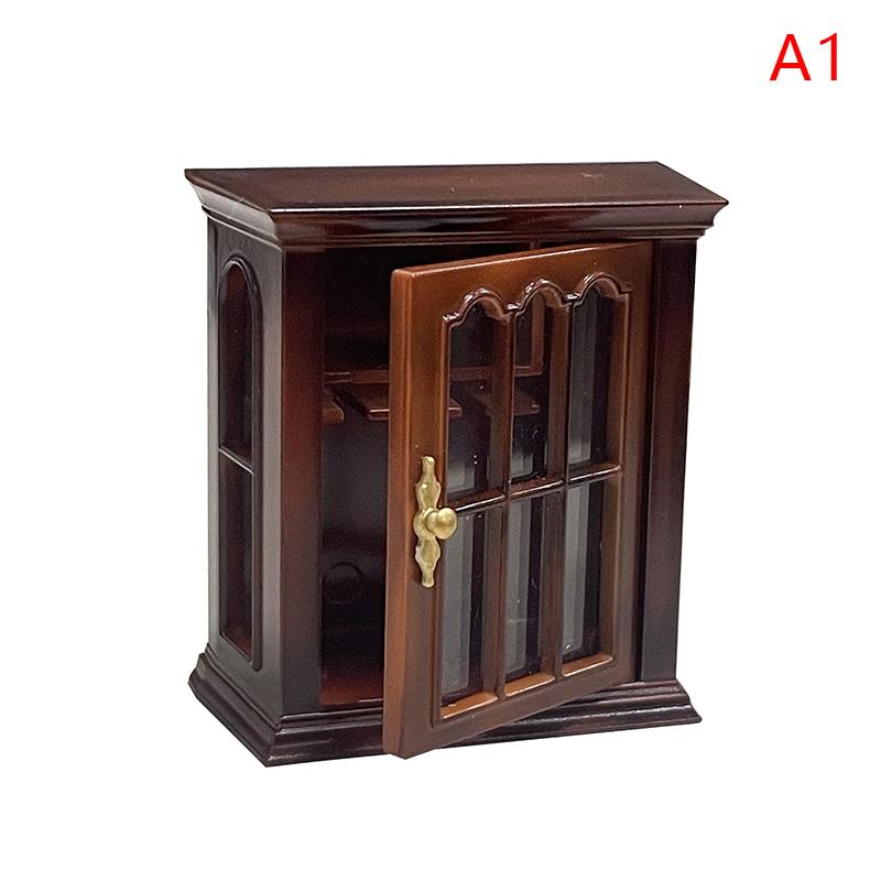 1/12 Многофункциональный Деревянный Шкаф Книжный Шкаф Шкаф Миниатюрная Мебель Ручной Работы Настенный Шкаф Кукольный Дом