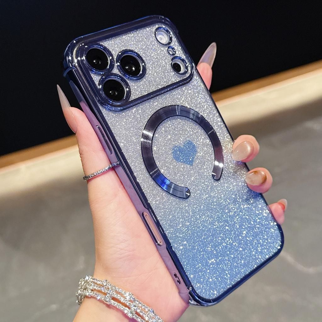 Подходит для Apple 11promax магнитная присоска 11plus гальваническое покрытие прозрачный 11 любовь постепенное изменение блеск чехол для мобильного телефона 11 защита от падения