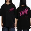 Babymonster Drip Альбом Мировой Тур 2026 Двусторонний Принт Футболки с Коротким Рукавом Мужские Женские Хлопок Черные Топы Унисекс Футболка