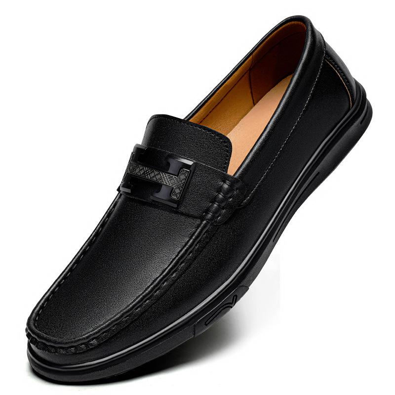 Men's shoes loafers flat-soled driving leather shoes Doudou shoes spring foot cover cowhide surface casual shoes