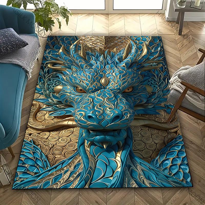 Sacred and Magnificent Oriental Dragon Carpet New Release! Rug for Living Room Bedroom,Office Areas,Durable Machine Washable Mat