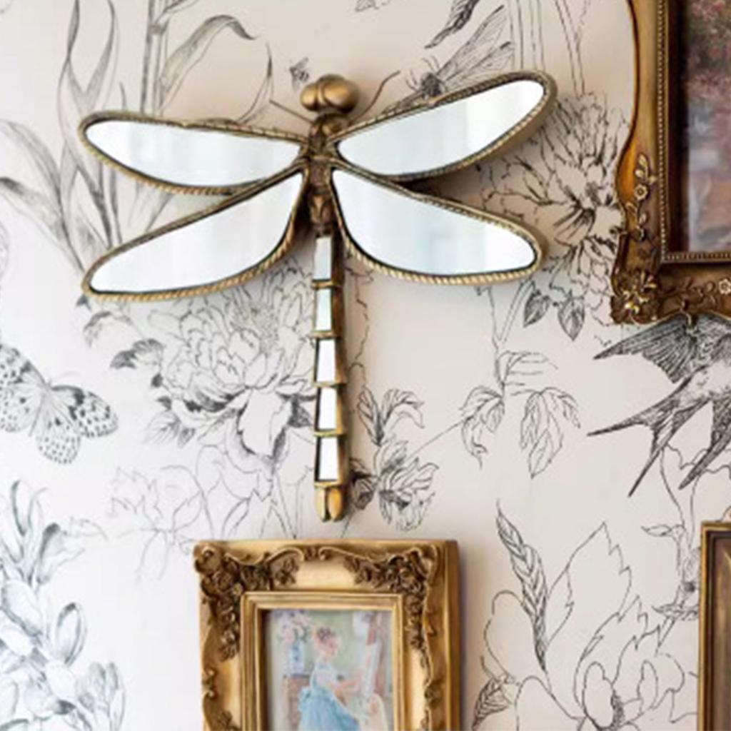 Retro Old Resin Mirror  Butterfly Wall Hanging Wall Background Wall Decoration Painting Mural Simulation Animal Light Luxury