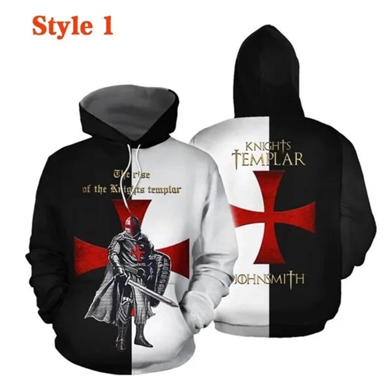 Мужская толстовка с капюшоном Knight Templar с 3D-принтом для мужчин и женщин, повседневные толстовки с капюшоном, пуловеры, хип-хоп, уличная одежда в стиле Харадзюку, топы