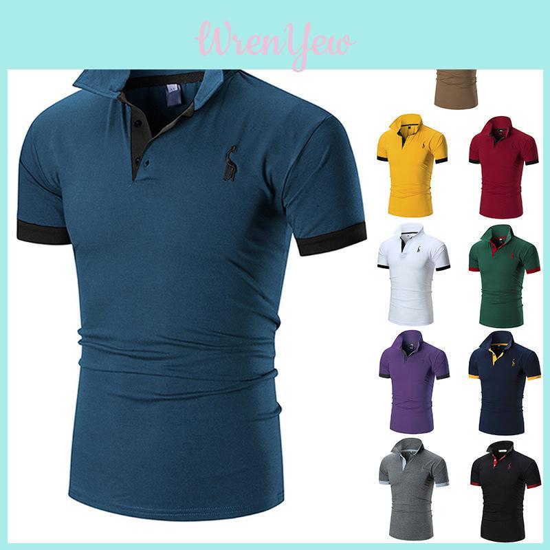 Polo New Mens Shirt Slim Fit Short Sleeve Basic Shirts Muscle Tee Tops Tshirt