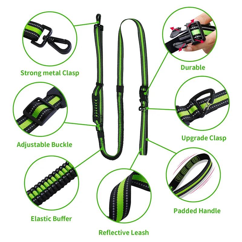 High Qulity Retractable Hands Free Dog Leash For Running Dual Handle Bungee Leash Reflective For Large Pet Supplies Accessory