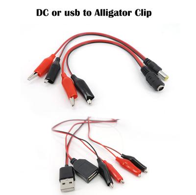Зажимы-крокодилы на USB DC Штекер Гнездо 5,5x2,1 мм кабель Штекер Измерительный провод Перемычка Зажим-крокодил Щуп разъем Адаптер