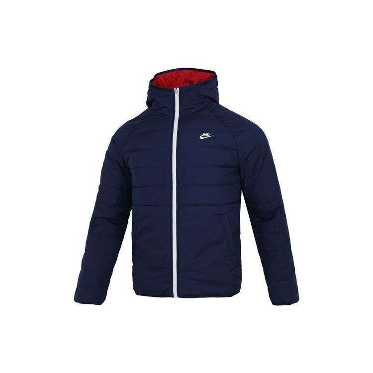 Nike Therma-Fit Legacy Водонепроницаемая двусторонняя теплая хлопковая куртка с капюшоном Мужская верхняя одежда Красный Синий DH2784-687
