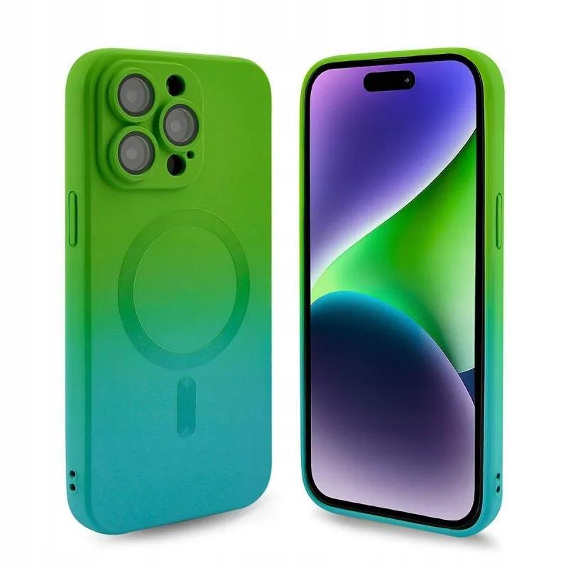 Case For Iphone 12 Pro Ombre Magsafe Reinforced Case Green Case + Glass