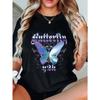 Butterfly Y2K Graphic T Shirt Black Iridescent Butterfly Print With Lightning Design For Casual Wear Party Outfits Streetwear Fashion