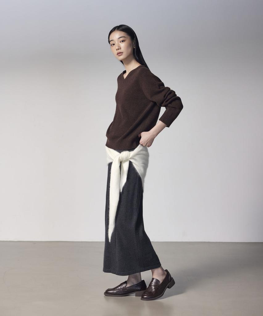 THEKNITCOMPANY (женщины) Шерстяной кашемировый свитер с V-образным вырезом 6 цветов