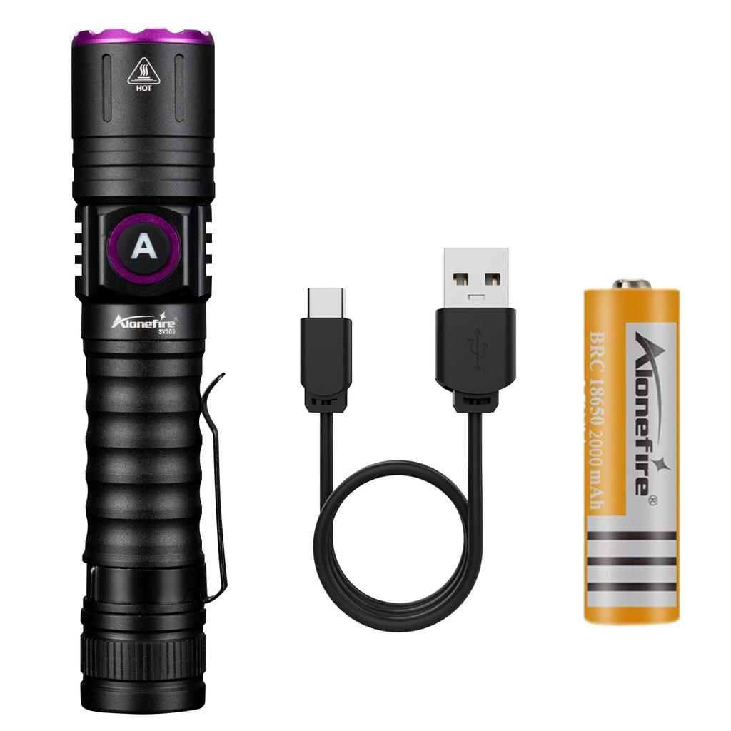 Alonefire SV103 10 Вт Ультрафиолетовый Черный Свет Мощный УФ Светодиодный Свет Длина Волны 395 нм Тип C Перезаряжаемый по USB Свет Анисаки Деревянная Лампа Инспекция Домашний Питомец