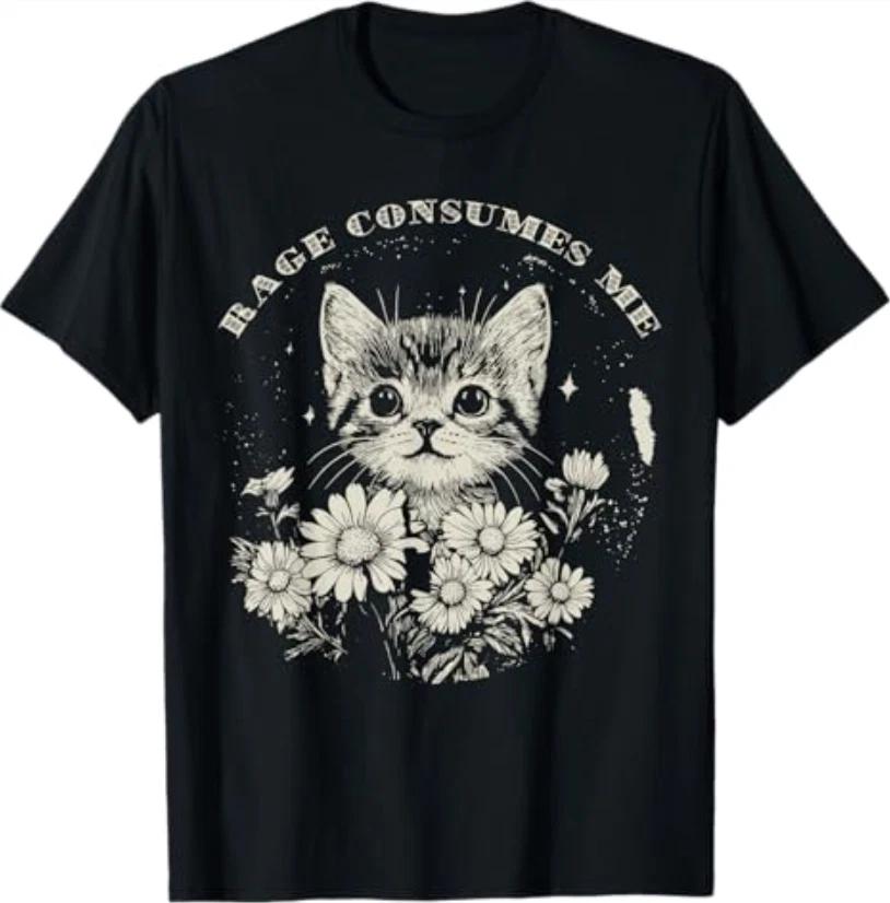 Cute Cat Rage Consumes Me Funny Sarcastic Kitten Flower TShirt