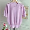 New ArrivalS Open Run Women S Puff Sleeve Round Neck Ribbed Waffle KniT Spring T