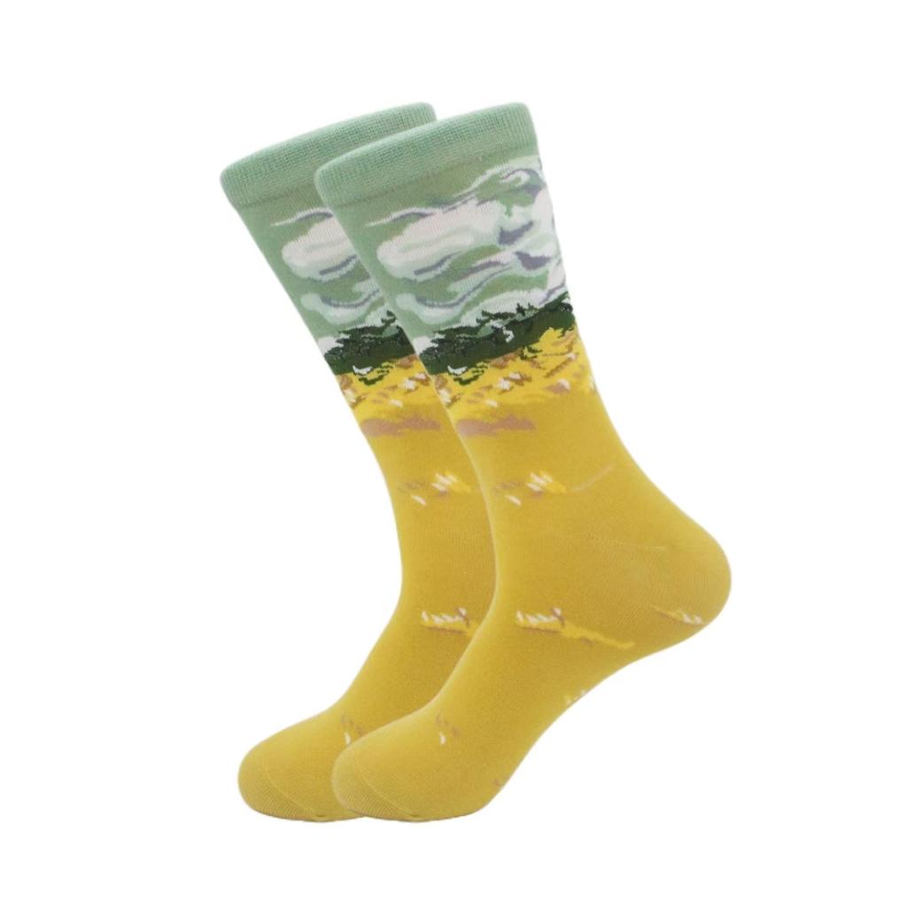 1 пара модных европейских и американских носков с персонализированной серией носков с масляной живописью в уличном стиле