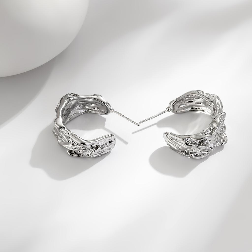 Необычные полукруглые серьги из 18-каратного золота с медным покрытием, ленивый ветер, ретро-плиссированные высококачественные персонализированные серьги в стиле холодного ветра