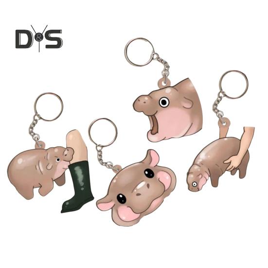 Брелок-подвеска в виде бегемота, небольшой брелок-подвеска, выделяющийся, необычный брелок-подвеска, сумка, рюкзак, аксессуар, подарок