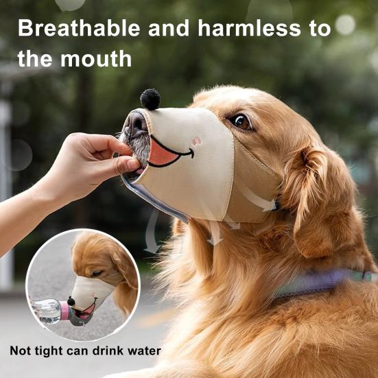 Dog Muzzle Adjustable Anti Biting Barking Mouth Guard Cover Breathable Drinkable Cartoon Print Pet Muzzle for Small Large Dogs