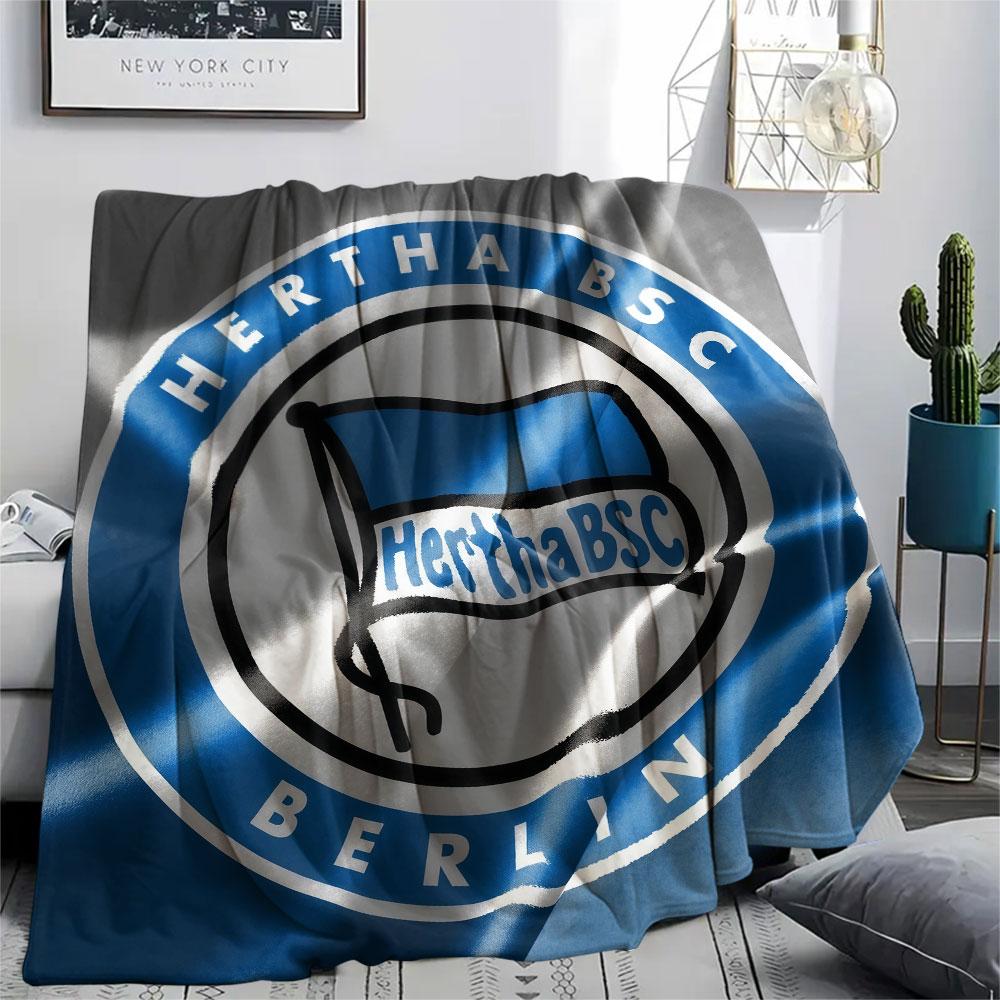 Hertha BSC Berlin Printed Flannel Blanket, soft throw for bedroom sofa, washable,soccer fan merchandise, great gift.