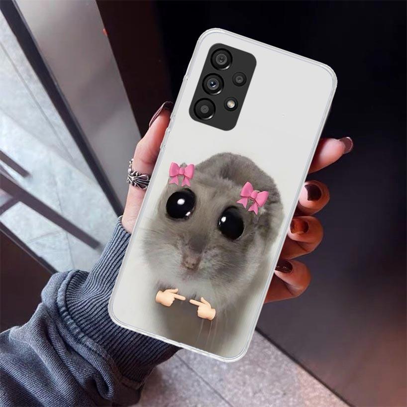 Funny Sad Hamster Meme Phone Case For Samsung Galaxy A12 A52S A42 A32 A22 A51 A50 Note 20 Ultra 10 S10 Plus A71 A70 A31 A30 A10S