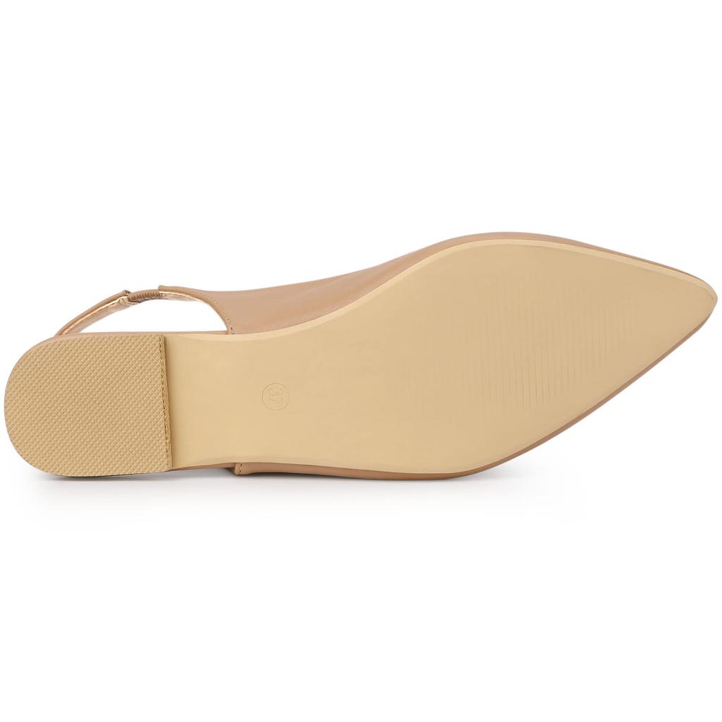 Allegra K Women's Nude Pointed Toe Slingback Flat Pumps, Size 26.0 Cm