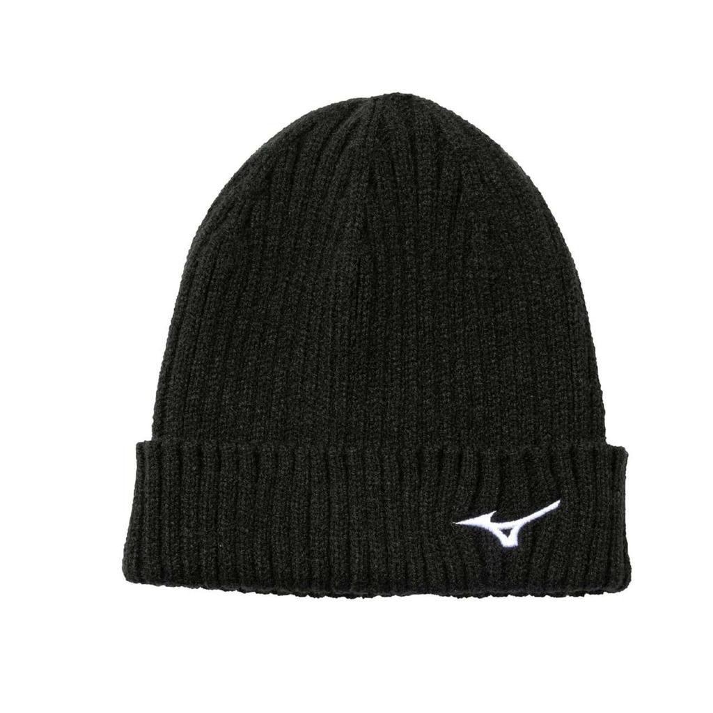 Mizuno Training Wear Knit Cold Adult Size Black X White Cap, Weather, (Head Circumference 55-60cm), 32JWB500,