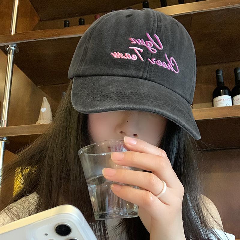 Бейсболка Винтажная Стиранный Хлопок Snapback Козырек Кепки с Козырьком Повседневное Использование на Открытом Воздухе Защита от Солнца Кепки с Козырьком-Утконосом Модная Вышивка Женские