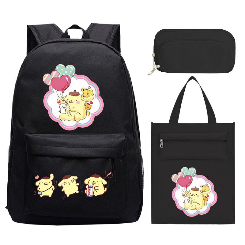Pudding Dog Cartoon Children'S Schoolbag Three-Piece Set For Primary And Secondary School Students Versatile Backpack Tutoring Bag Pencil Case