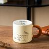 Cute Cat Pattern Ceramic Coffee Cup with Spoon Cartoon Cat Drinkware Cat Vintage Mug  Office